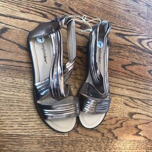 New COMFORTVIEW Strappy Zip Back Sandals Gold 7